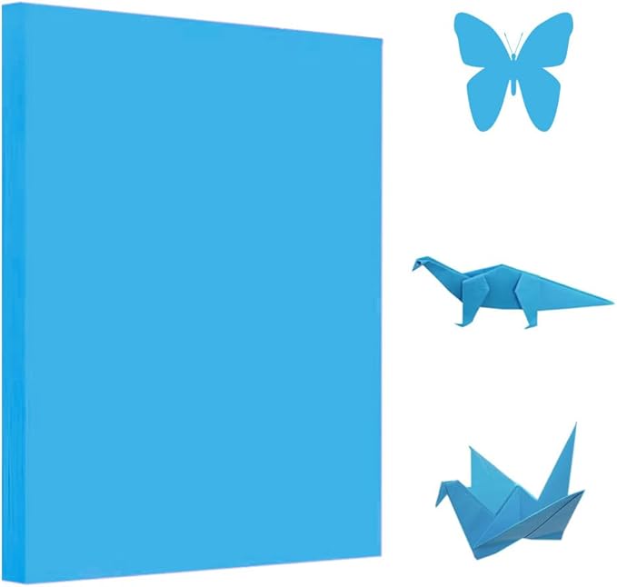 A4 Origami Paper Lake Blue 100 Sheets, 8.27×11.7 inch Double Sided Color Easy Fold Big Origami Paper A4 Colored Copy Papers Thin 70gsm for Beginners, DIY handwork Art and Craft Projects (210 x 297 mm)