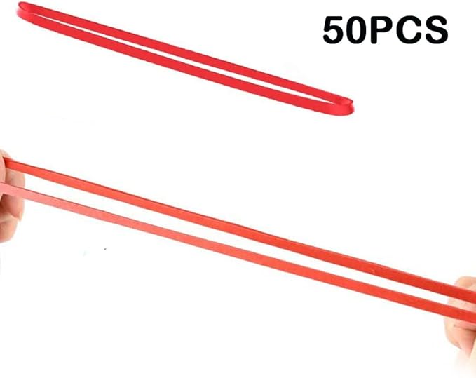 AMUU Rubber Bands 50 Pack 8inch Big Large Rubber Band for Trash Cans Elastic Rubber Bands for Office Supplies File Folders Box Books gifts Notebook Red