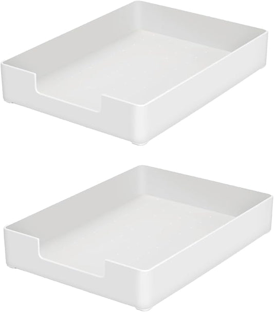 Desk Letter Tray, 2PCS A4 Size Plastic Stackable File Document Organizer, Office Desktop File Paper Holder, Book Storage Rack,Anti-Skid Stacking Support for Office Supplies (White)