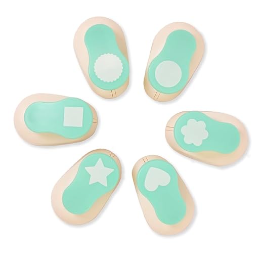 Craftelier - 1 inch Hole Punch Set of 6 for Paper Crafts + 10 Cardstock Colored Paper | Circle, Star, Heart, Scalloped Circle, Square & Flower | Punch Sets for Scrapbooking & Cardstock.