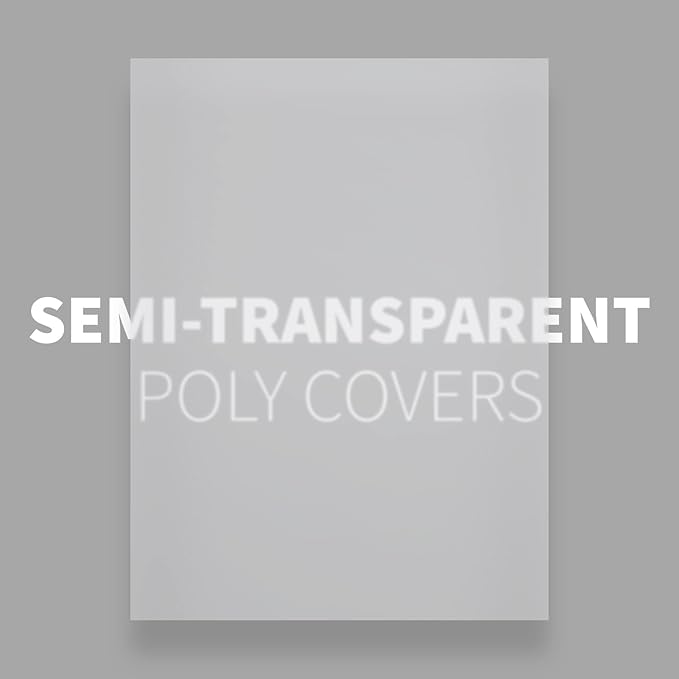 Binditek 50 Pack 12 Mil Binding Covers, Frosted Polycovers, Semi-Transparent, 8-1/2 x 11 Inches, Lightly Textured Sand Finish, Square Corners, Unpunched