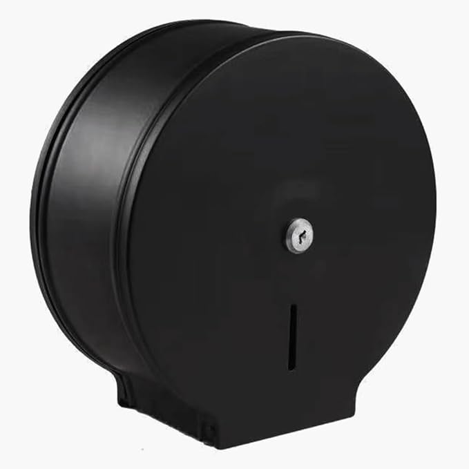 Black Stainless Steel Paper Towel Dispenser Wall Mount, TOBEFORT Commercial Jumbo Toilet Paper Dispenser, 9 Inch Roll with 2.5 Core, Toilet Paper Holder Bath Tissue Dispenser with Lock Key
