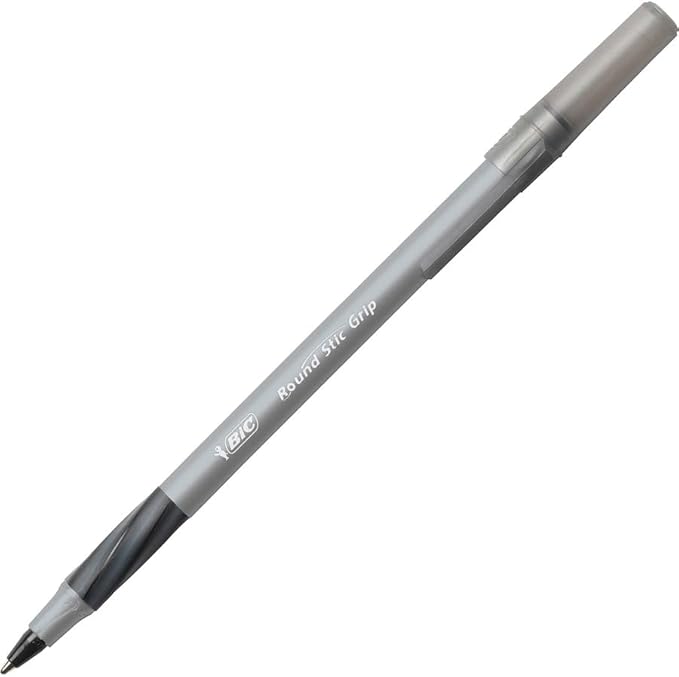 BIC Round Stic Grip Xtra Comfort Black Ballpoint Pens, Medium Point (1.2mm), 36-Count Pack, Perfect Writing Pens With Soft Grip for Superb Comfort and Control