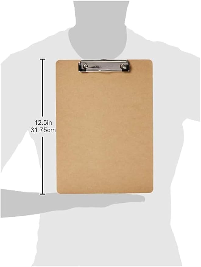 Amazon Basics Hardboard Office Clipboard,Letter Size, 9" x 12.5", 30-Pack, Brown