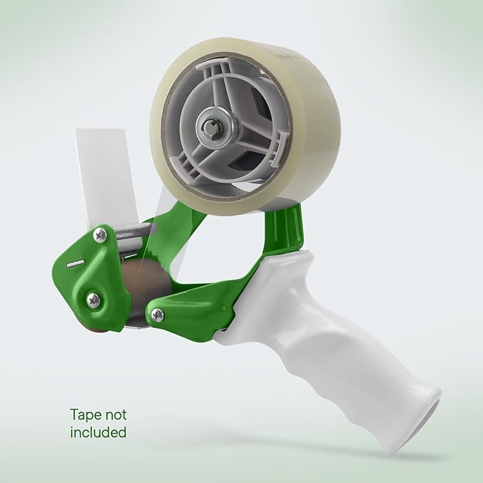 Heavy Duty Metal Frame Tape Gun - 3" Core with Special Ergonomic Handle - Packing Tape Dispenser with Premium Tempered Steel Blade for 2" Tape Rolls