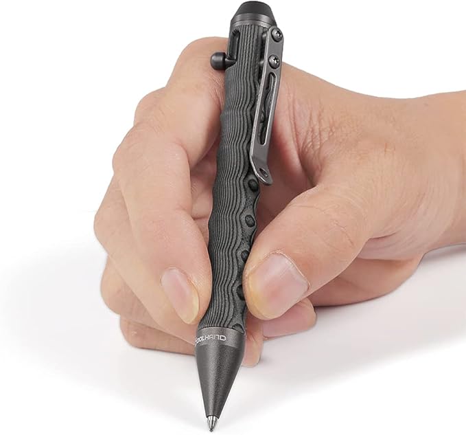 Cool Hand 4.5'' EDC Ballpoint Ink Refillable Bolt Action Tactical Pens Stylus for Touch Screen, Ergonomic Grip, Hold in Texture with Finger Grooves