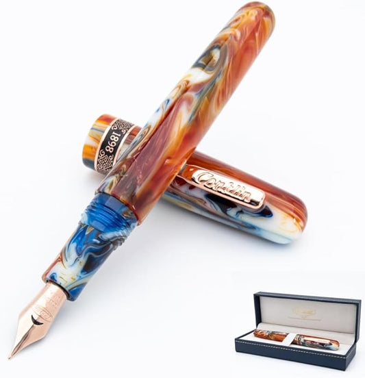 Conklin 1898 Fountain Pen, Misto Orange - Flex Nib | Luxury Writing Instrument with Unique Resin Blend | JoWo Stainless Steel Nib Made in Germany | Ideal for Pen Enthusiasts