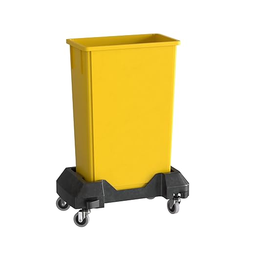 23 Gallon Yellow Slim Jim Trash Can with Dolly