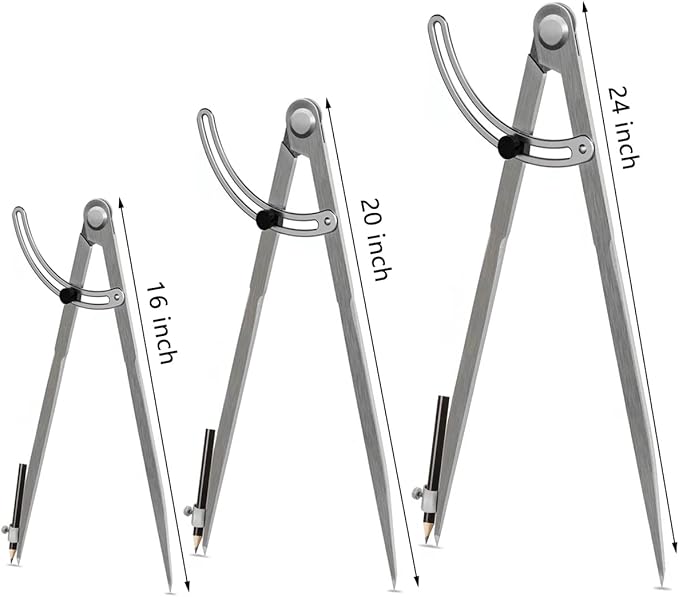 16 inch Compass for Geometry, Compass for Woodworking, Precision Woodworking Compass with Wing Divider and Pencil Holder, Large Compass for Geometry, Woodworking Compass, Drafting, Drawing Compass