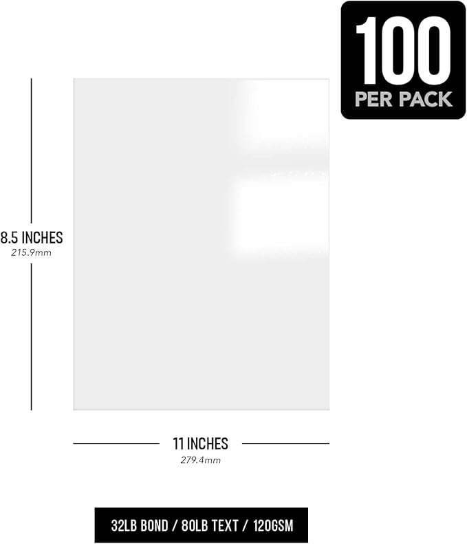 Double-Sided Gloss Digital C2S Paper – Perfect for Color Laser Printing, Design Proposals, Flyers, Brochures | 8.5 x 11 | 80lb Text (32lb Bond) | 96 Bright | Acid Free, Glossy Coated | 100 Sheets