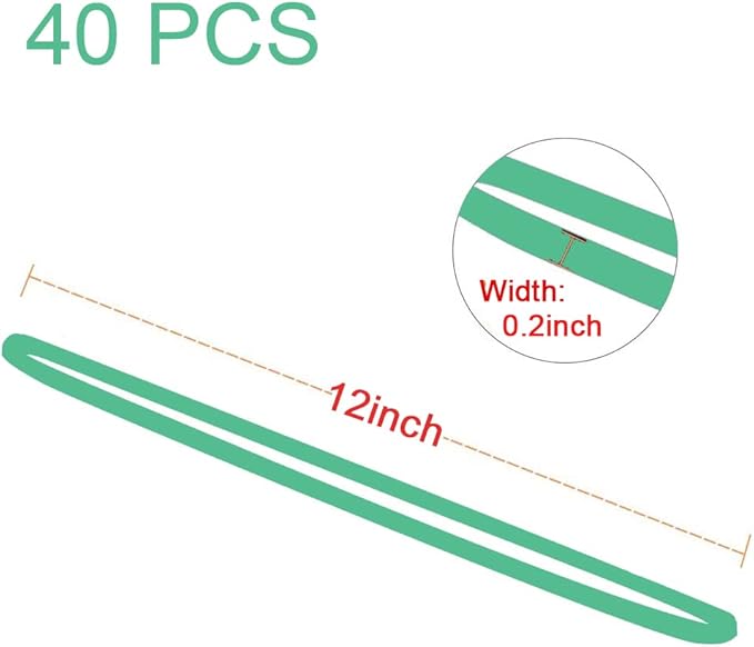 AMUU Rubber Bands Large Flat Fold Length12inch 40 Pieces Fits 8-33 Gallon Trash Cans Green Heavy Duty Elastic Rubber Bands for File folders Office Home Supplies