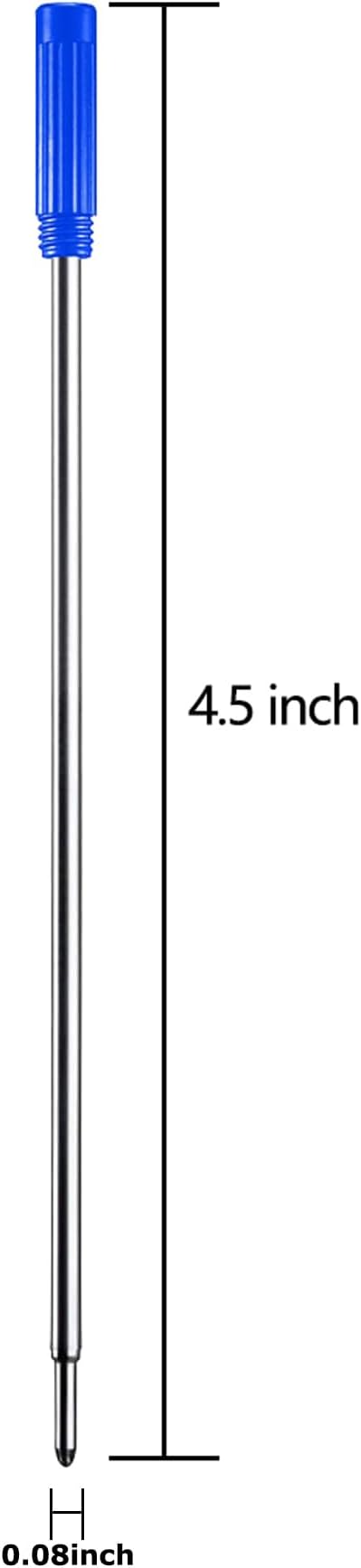 DunBong Blue Ink Refill Pack of 5, Replaceable Ballpoint Pen Refills, Medium Point Metal Refill (Blue)