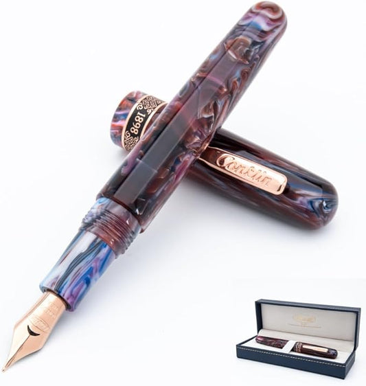 Conklin 1898 Fountain Pen, Misto Purple - Flex Nib | Luxury Writing Instrument with Unique Resin Blend | JoWo Stainless Steel Nib Made in Germany | Ideal for Pen Enthusiasts