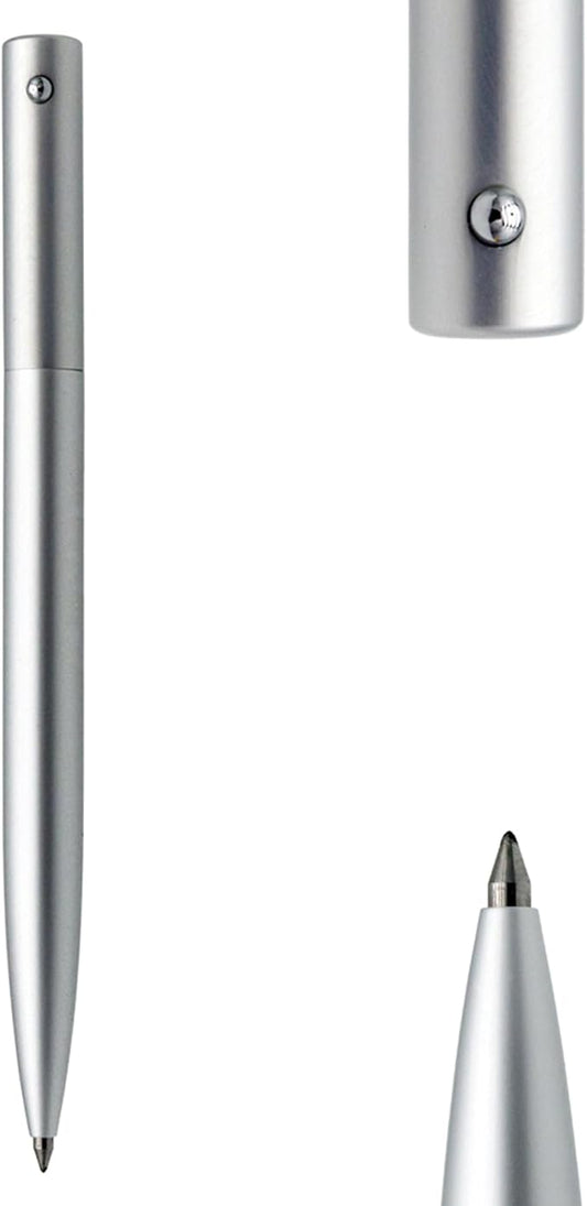 DUNBONG Retractable Metal Gel Pen, 0.5mm Medium Point Ballpoint Pens, Black Gel Ink (Silver)