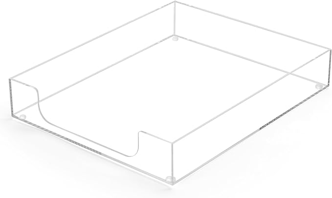 Acrylic Letter-Size Tray, Sturdy Heavy-Duty Clear Printer Paper Tray, Single-Tier Stackable File Storage Organizer for Office Home (1, Clear)