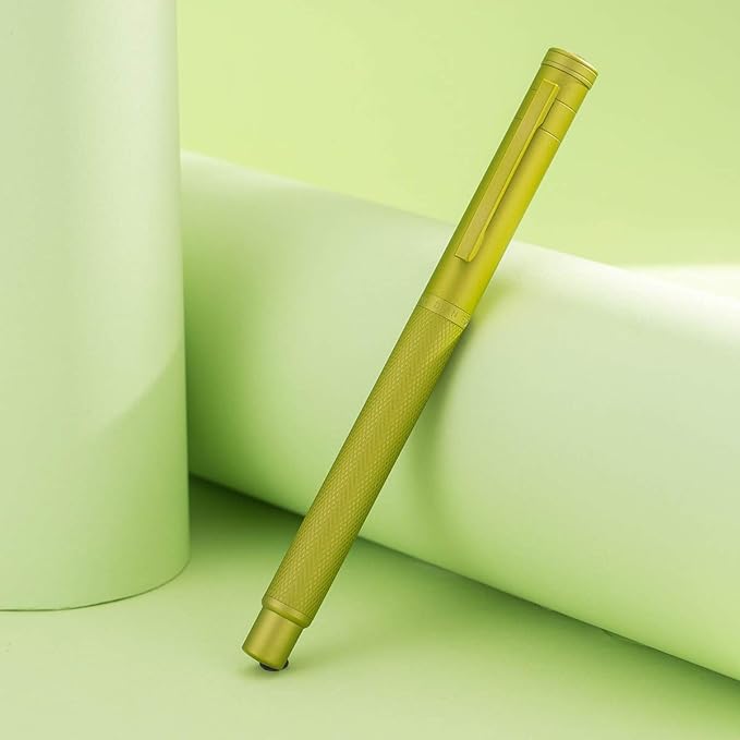 Asvine Mustard Yellow Forest Fountain Pen Extra Fine Nib, Classic Design with Converter and Metal Pen Case, The Light of Hope Serise