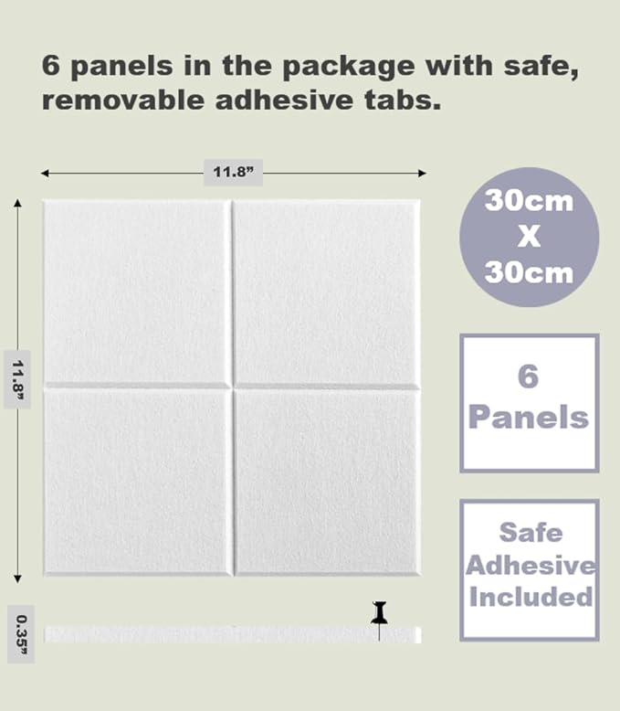 Cork Board 24 x36 Alternative - 6 Pack Felt Wall Tiles with Safe Removable Adhesive Tabs, Cork Boards for Walls Cork Board for Home Office Pin Board Tack Board - Warm White