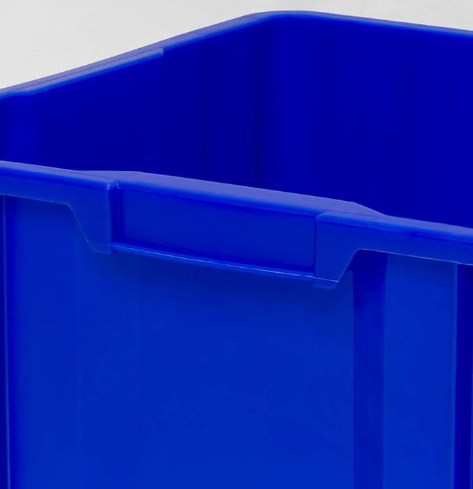 Commercial Industrial Heavy Duty Stackable Open-Front Recycling Bin Box Containers, 12 Gallon, 2 Pack, Blue
