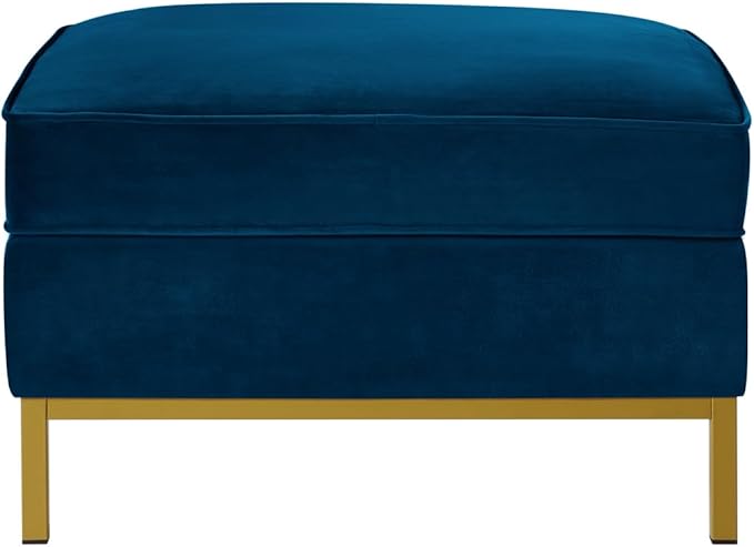 24KF Large Square Couch Ottoman, Velvet Ottoman with Padded Cushion, Large Foot Rest for Living Room - Navy