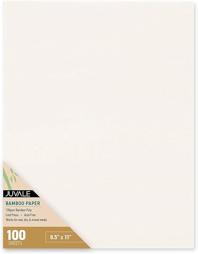 100-Pack Cold Press Bamboo Mixed Media Paper Sheets - 8.5 x 11 in Drawing Paper for Painting, Sketchbooks, Acrylic & Marker Art Supplies