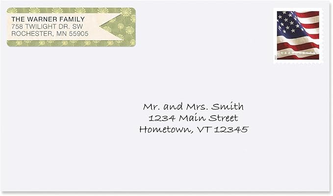 Blossom Banner Rolled Personalized Return Address Mailing Labels with Dispenser, Set of 500, 5 Designs, Small ¾ x 2½ Inch Size, Custom Self-Adhesive Sticker Roll, by Colorful Images