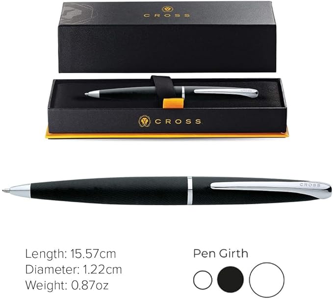 Cross ATX Refillable Ballpoint Pen Presented in a Luxury Gift Box - Medium Point, Black Ink, Basalt Black