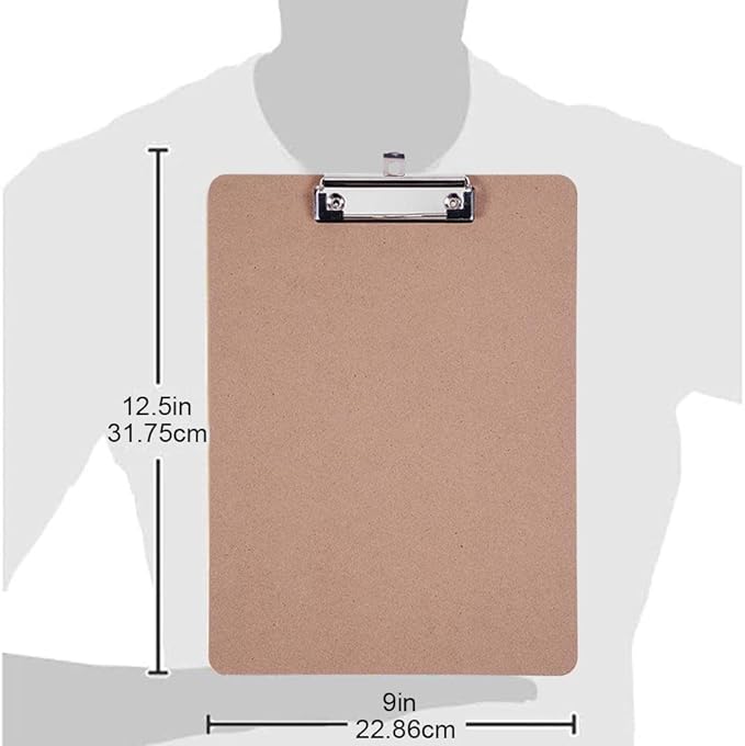 Clipboards Bulk, EZZGOL 36 Pack Letter Size Wood Clipboards, Low Profile Clip, Recycled Hardboard Clipboard with Hang for School Classroom Home