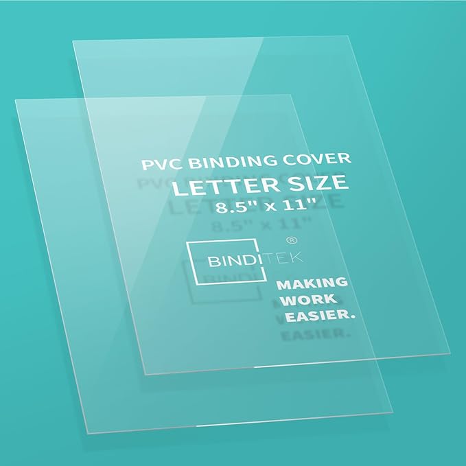 Binditek 200 Pack 12 Mil PVC Binding Report Covers, 8.5 x 11 Inches, Letter Size, Square Corners, Un-Punched, Office Supplies