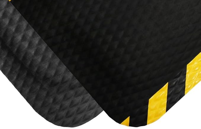 American Floor Mats Hog Heaven Premium 7/8" Black & Yellow Border 5' x 12' Nitrile Backed Anti-Fatigue Comfort Mat