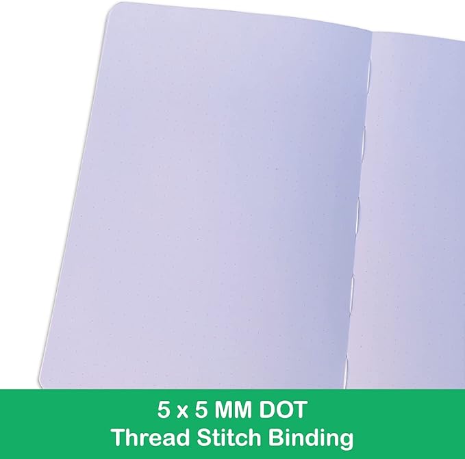 BUKE Medium A5 Hardcover Notebook Dotted Journal - 180Gsm Thick Bamboo Paper - 160 Dot Grid Pages 5x5 MM - White Color Faux PU Leather Cover - Rose Gold Edge And Moons (A5, White)