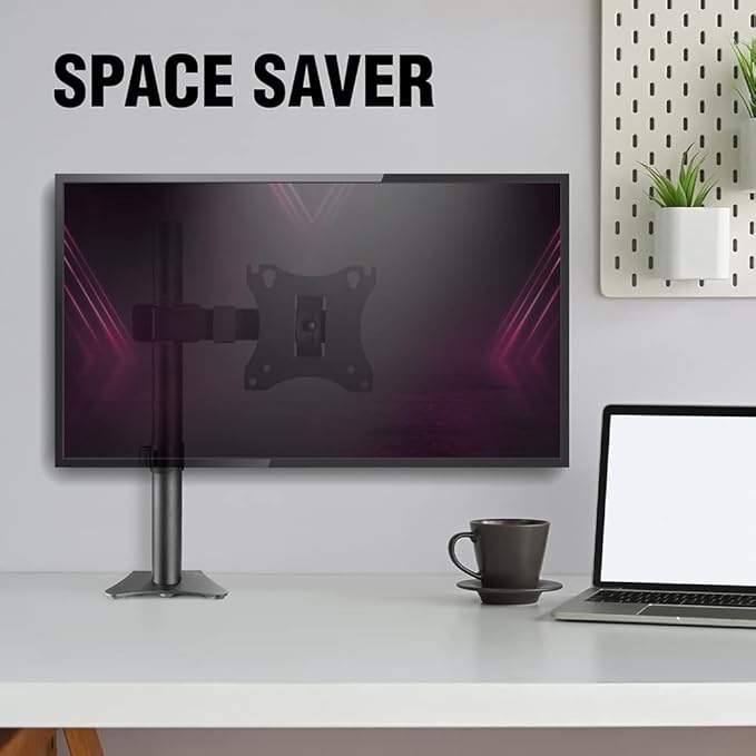 ELG Full Motion Swivel Monitor Desk Mount Stand up to 34'' Screen, Adjustable Arm Height Position, Computer Monitor Stand, Gaming/Home Office, F50N, Black