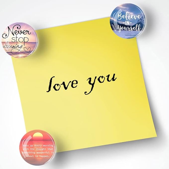 12Pcs Glass Refrigerator Magnet Fridge Sticker,Motivationa Fridge Magnets Decoration for Crafts,Strong Fridge Magnets for Kitchen, School,Office Whiteboard, Cabinet and Dishwasher