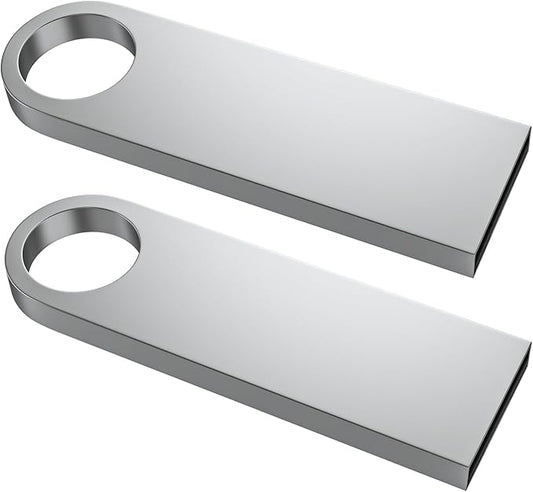 ABLAZE 64GB Flash Drive 2 Pack, Metal USB 2.0 Thumb Drives with Keychains USB Stick Pendrive (Sliver)
