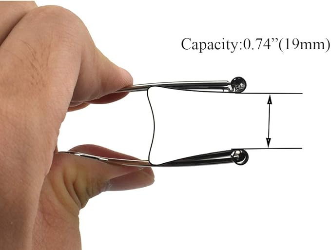 HAHIYO Binder Clips Paper Clamps Spring Steel Sturdy Large 1.97 inches Width 0.74 Inch Capacity No Sharp Edges Heavy Duty Tight Grip Reusable Black Metal Bright Finish for Home Office School 17 Pack