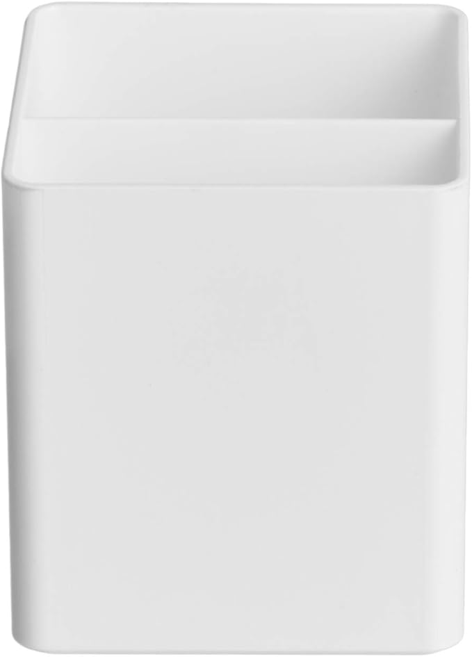 Amazon Basics Plastic Desk Organizer - Pen Cup Holds Pens/Pencils, White
