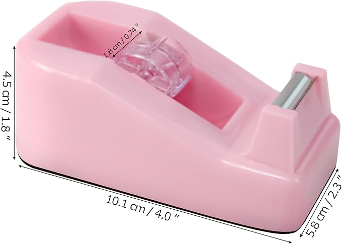 1Pcs Desktop Tape Dispenser Adhesive Roll Holder with Weighted Nonskid Base, Pink (Tape not Included)