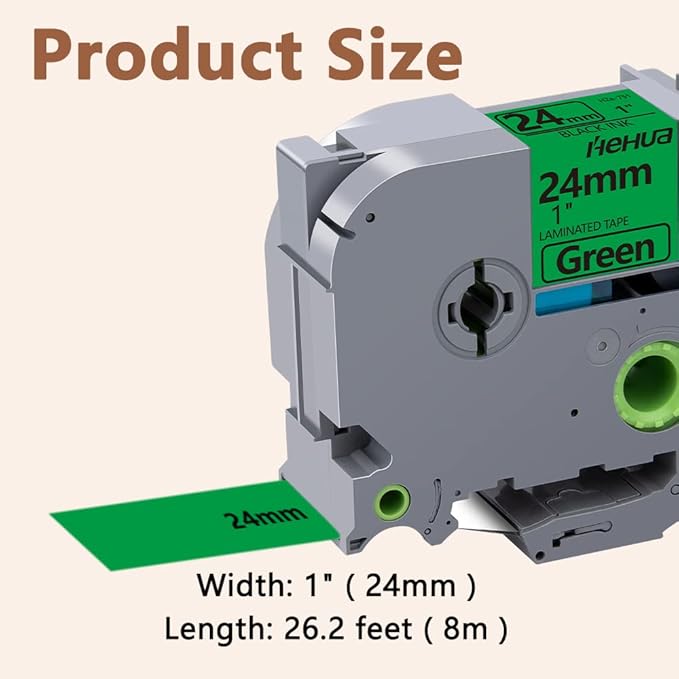 Hehua 24mm 1 inch Laminated Green Tape Compatible for Brother P-Touch TZe-751 TZe751 TZ-751 TZ751 TZe TZ Label Tape for Ptouch PT D600 D610 P710bt, 1'' x 26.2ft Black on Green, 3 Pack
