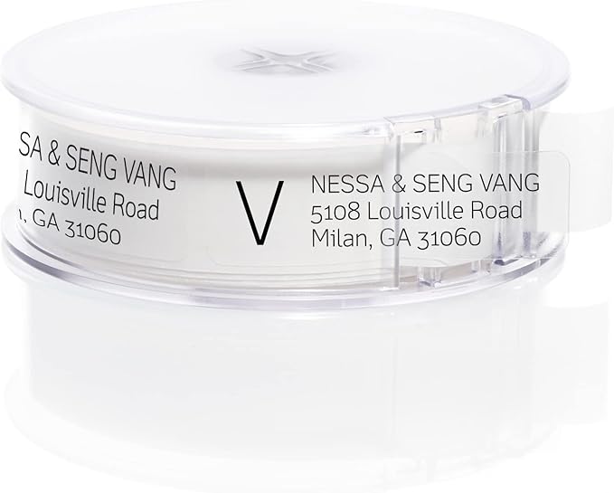 Clear Monogram Rolled Address Labels / 250 Personalized Return Address Labels/Designer Address Stickers in Elegant Plastic Dispenser