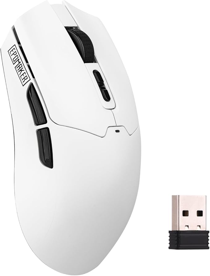EPOMAKER Click Lite Wireless Gaming Mouse, 800 to 12,000 DPI Adjustable, PAW3311 Sensor, 500mAh, 59g, 2.4G/BT/USB-C Rechargeable Wireless Mouse with 5 Programmable Buttons for PC/Mac/Linux (White)