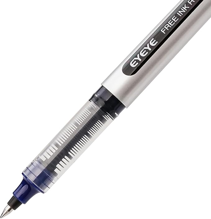 EYEYE Blue Rollerball Pens 0.5mm, 12 Pack Liquid Ink Roller Ball Pen Extra Fine Point Quick Dry, Blue Ink Pens Fine Point Smooth Writing Pen for Journaling, Note Taking, Office, School Supplies