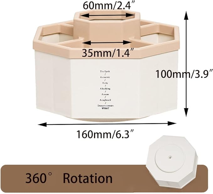 Desk Organizer, 360-Degree Rotating Multi-Functional Pen Holder, 5 Compartments Desktop Stationary Organizer, Home Office Art Supply Storage Box Caddy (White+Pink)