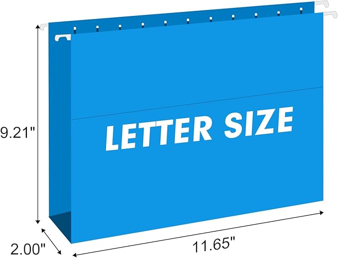 Extra Capacity Hanging File Folders, RAZCC 60 Pack Letter Size Reinforced Hanging Folders with Heavy Duty 2 Inch Expansion for Bulky Files, Filing Cabinet, Adjustable Tabs, Assorted Colors
