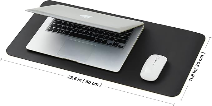 Compact Cork Desk Mat - Small Dual-Sided Desk Pad for Office and Home - Desk Organization and Accessories - Ideal for Large Mouse Pad and Small Desk Mats on Top of Desks(Black,23.6"x 11.8")