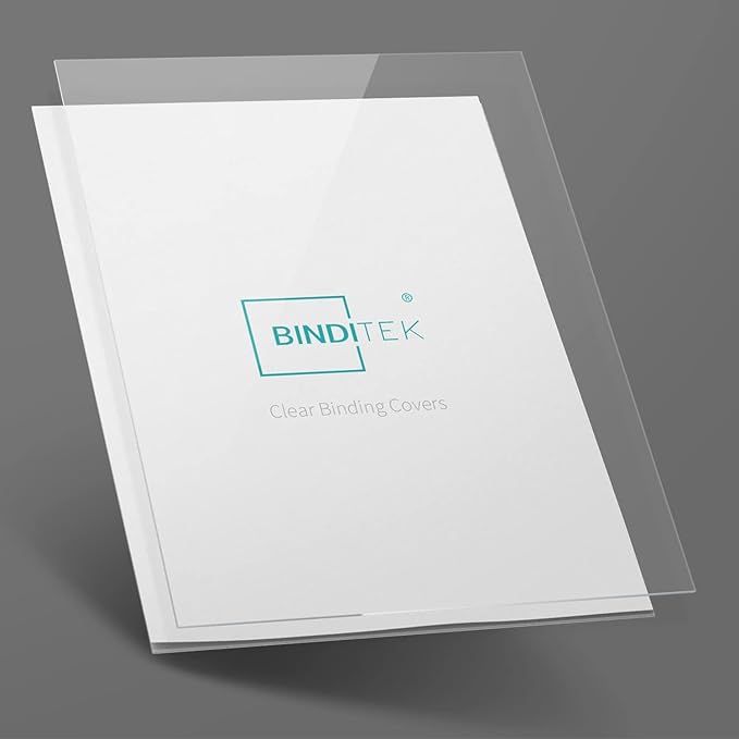 Binditek 50 Pack 8 Mil Clear PVC Binding Presentation Covers, Oversize, 8.75x11.25 Inches, Square Corner, Unpunched, Office School Supplies