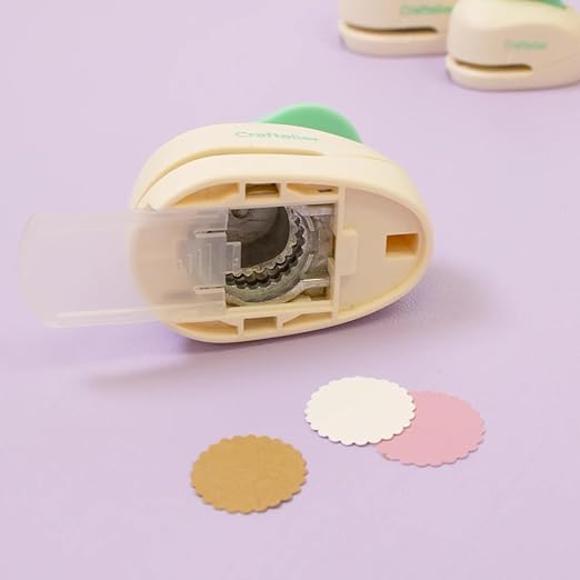 Craftelier - Circle Scallop Punch Set | 3/8", 5/8" & 1" Shape Scalloped Hole Puncher for Paper Crafts | Round Scalloped Hole Punch for Scrapbooking, DIY Cards & Journals | Craft Punch Set for Paper
