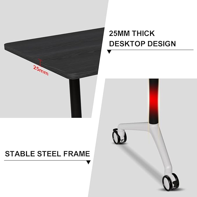 Conference Room Table with Flip-Top Design for Dynamic Meetings, Business Table Computer Desk with Heavy-Duty Frame,Foldable Seminar Meeting Tables for Home Office (4, F, 61IN)