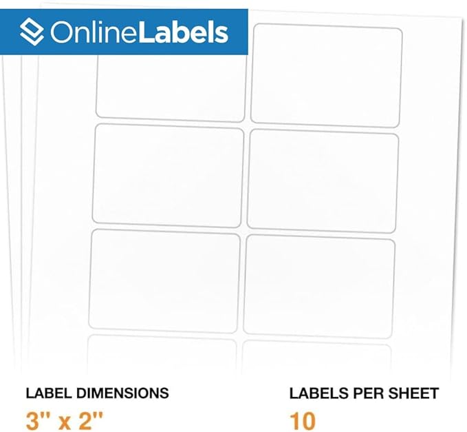 3 x 2 Rectangle Labels - Permanent, White Matte - Wax Melt, Soap, Address Labels - Pack of 1,000 Labels, 100 Sheets - Inkjet/Laser Printers - Online Labels