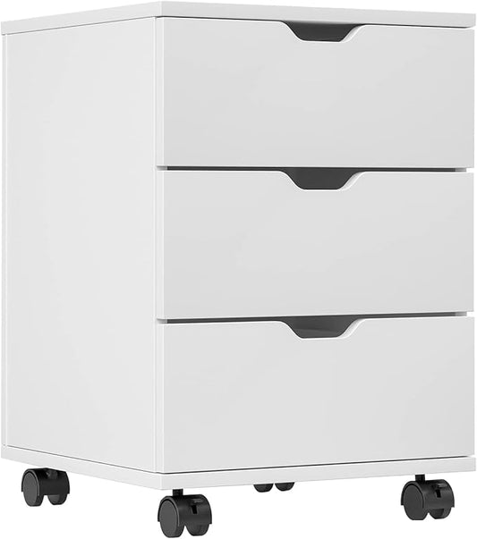 Farini Mobile File Cabinet for Home Office, 3 Drawer Chest Wood, Drawers Unit for Under Desk, Storage Drawers Cabinet White