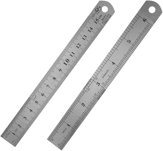 6 Inch Stainless Steel Ruler 2 Pack.