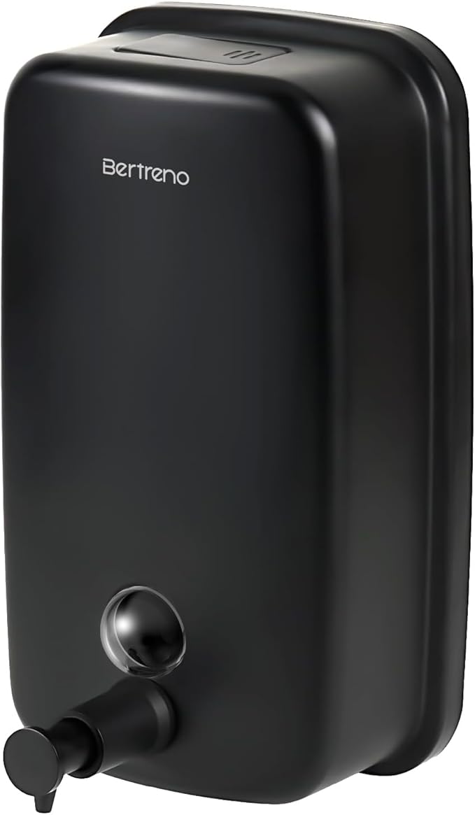 Commercial Soap Dispenser Wall Mount Stainless Steel Soap Dispensers Liquid Manual Anti-Leak Pump Hand Soap Dispenser for Bathroom Kitchen Black (35 fl.oz./1000ml)